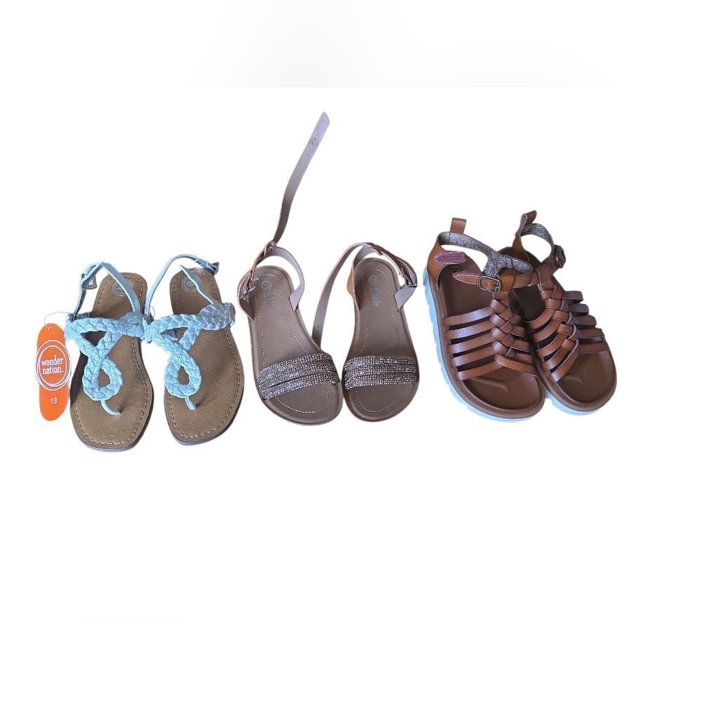 Stylish Kids Sandals Set - Blue, Silver, Brown